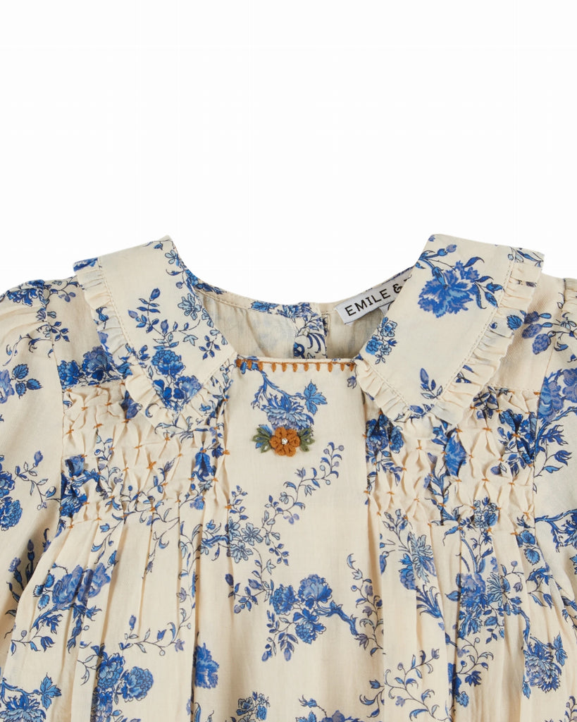 EMILE ET IDA FW25 ORCHID BLUE SMOCKED DRESS