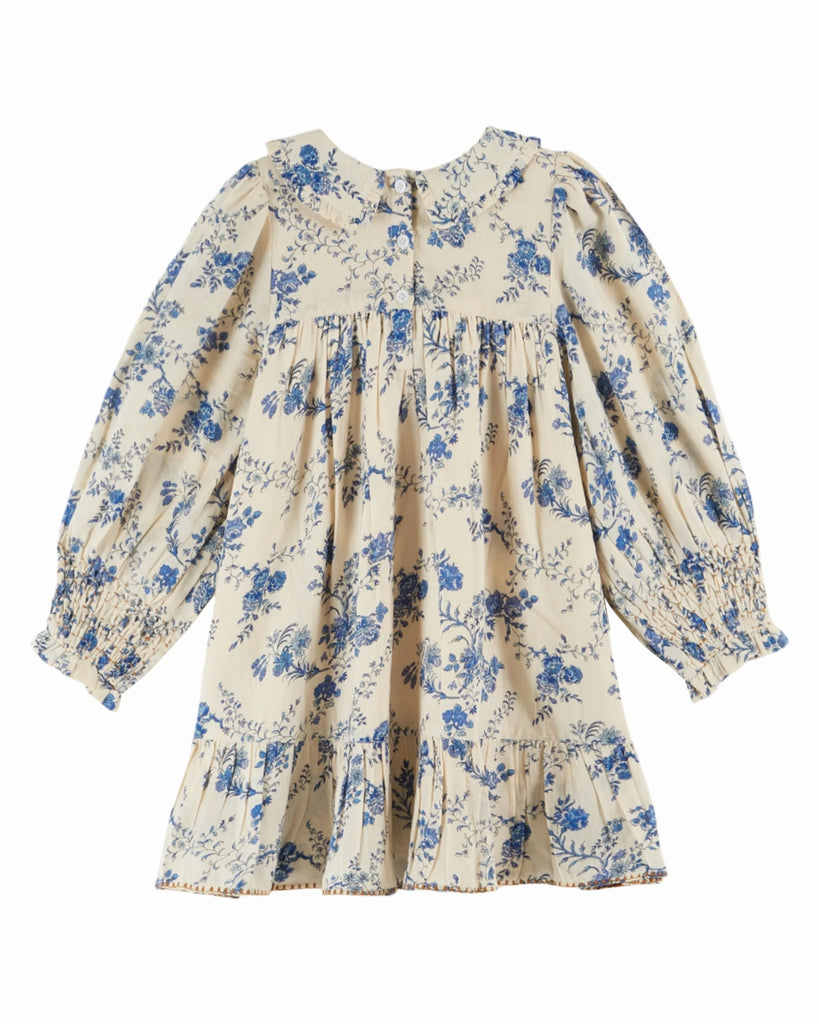 EMILE ET IDA FW25 ORCHID BLUE SMOCKED DRESS