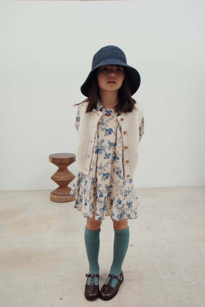 EMILE ET IDA FW25 ORCHID BLUE SMOCKED DRESS