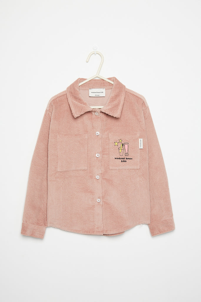 WEEKEND HOUSE KIDS 'THE GOOD NEWS CLUB' Magic toothbrush corduroy overshirt top in pink