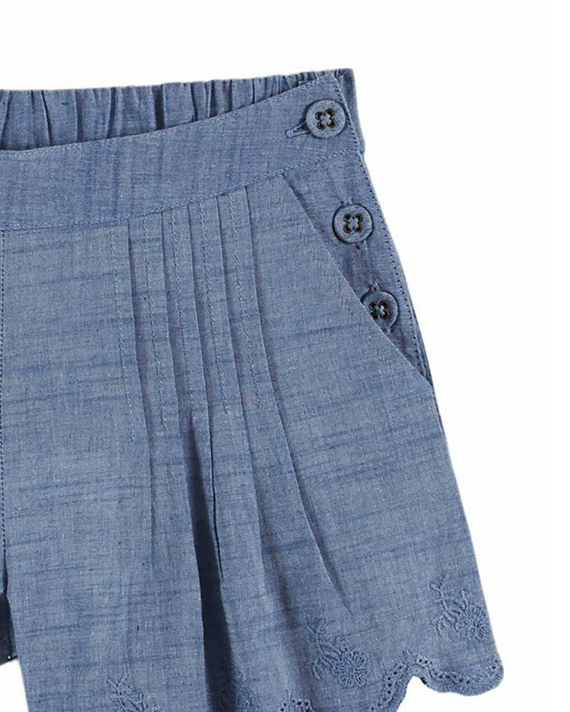 EMILE ET IDA SS26 Chambray Scalloped Shorts