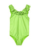 JNBY Bubble Ruffle Neck One-Piece Swimsuit in Apple Green