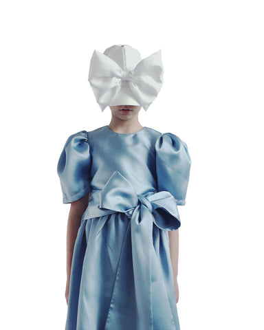 CAROLINE BOSMANS Gloss Blue Bow Dress