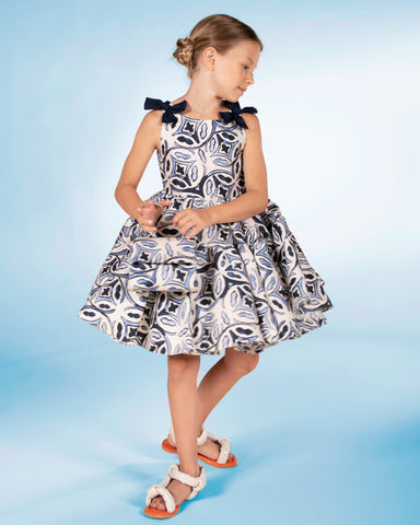 MiMiSol FW23 Abstract Print Baby Doll Dress with Buttons