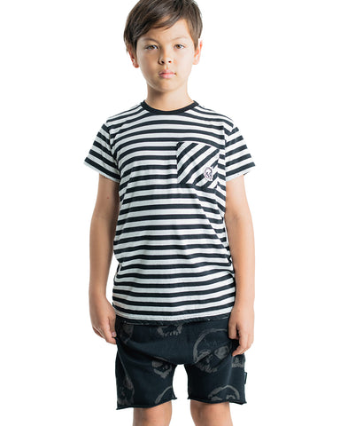 SCOTCH AND SODA Boy Place Print Seersucker Stripe Short Sleeve Shirt