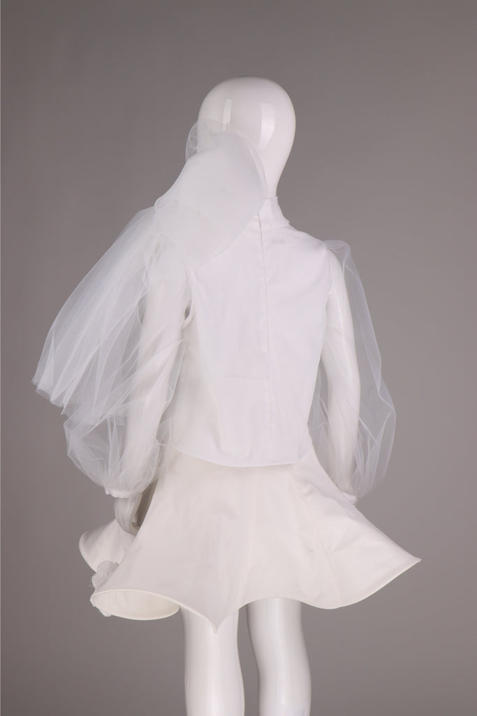 NIKOLIA "Good Morning Heaven" ATLANTA Cotton Skirt with Flower Appliqué in White