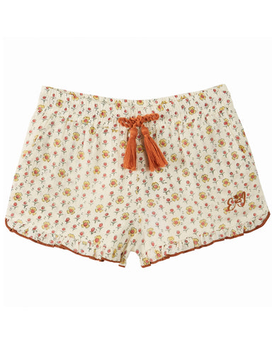 EMILE ET IDA AW23 Corduroy Flower Pocket Overalls Skirt in Peony