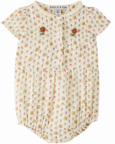 EMILE ET IDA Baby Dress Embroidered in Tiny Flowers