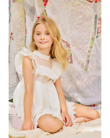 PERO KIDS 100% Linen Jumpsuit with Daisy Appliqué