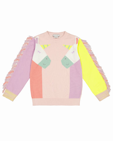 STELLA MCCARTNEY Girl Cardigan With Double Parrots and Fringes