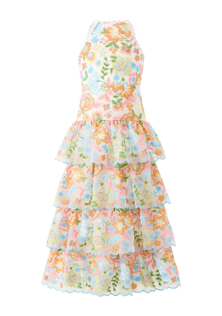 MARLO KIDS Bianca Embroidered Frill Maxi Dress