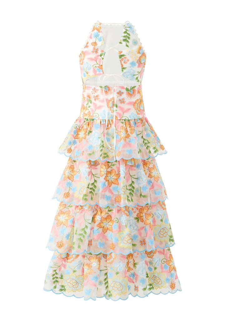 MARLO KIDS Bianca Embroidered Frill Maxi Dress