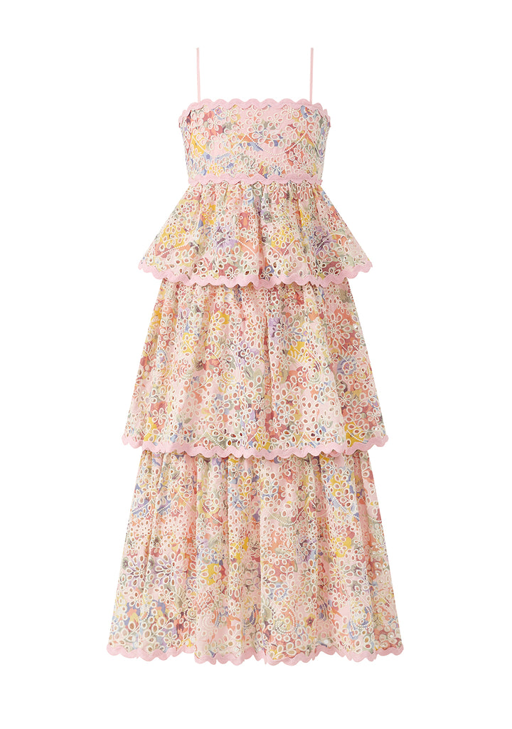 MARLO KIDS Alanna Frill Embroidered Maxi Dress