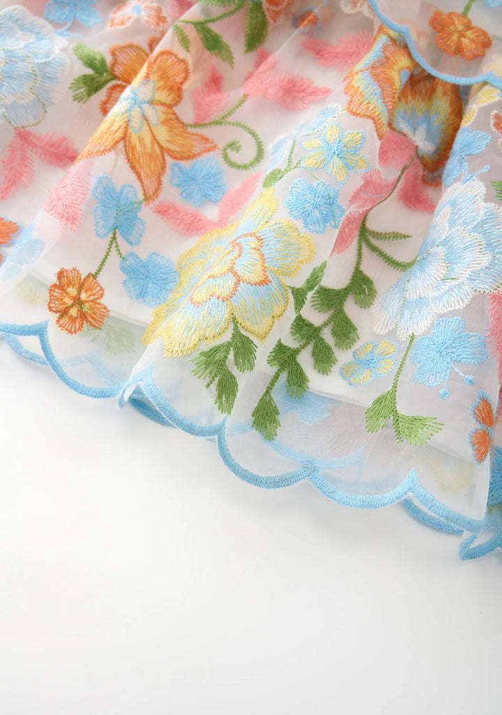 MARLO KIDS Bianca Embroidered Frill Maxi Dress