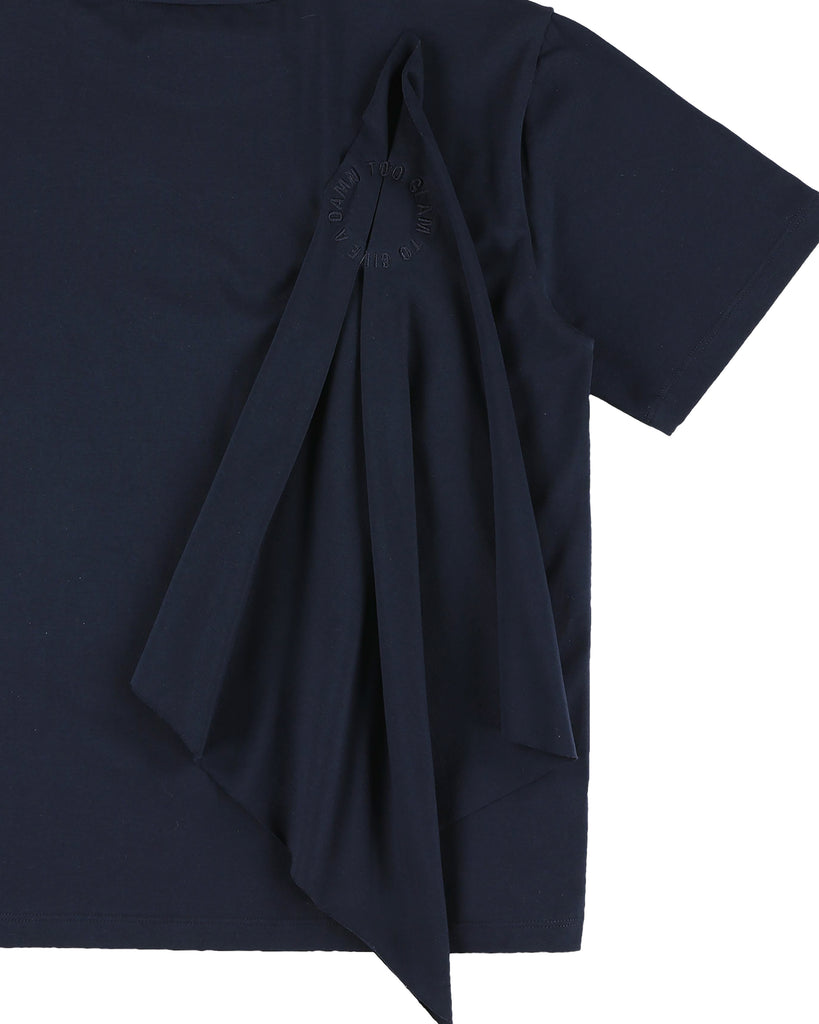 CAROLINE BOSMANS Dark Blue T-shirt Top with Back Pleated Detail