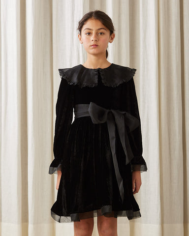 PETITE AMALIE "A Cinderella Story" Vintage Lace Velvet Dress in Black