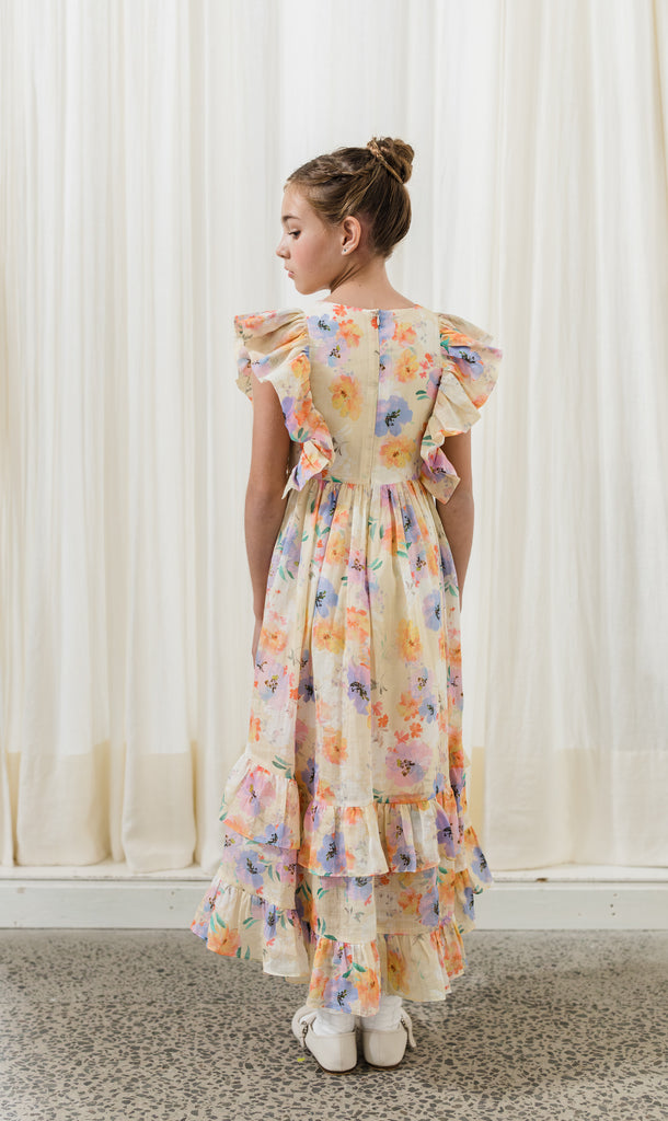 PETITE AMALIE "Soleil" Watercolour Printed Linen Dress