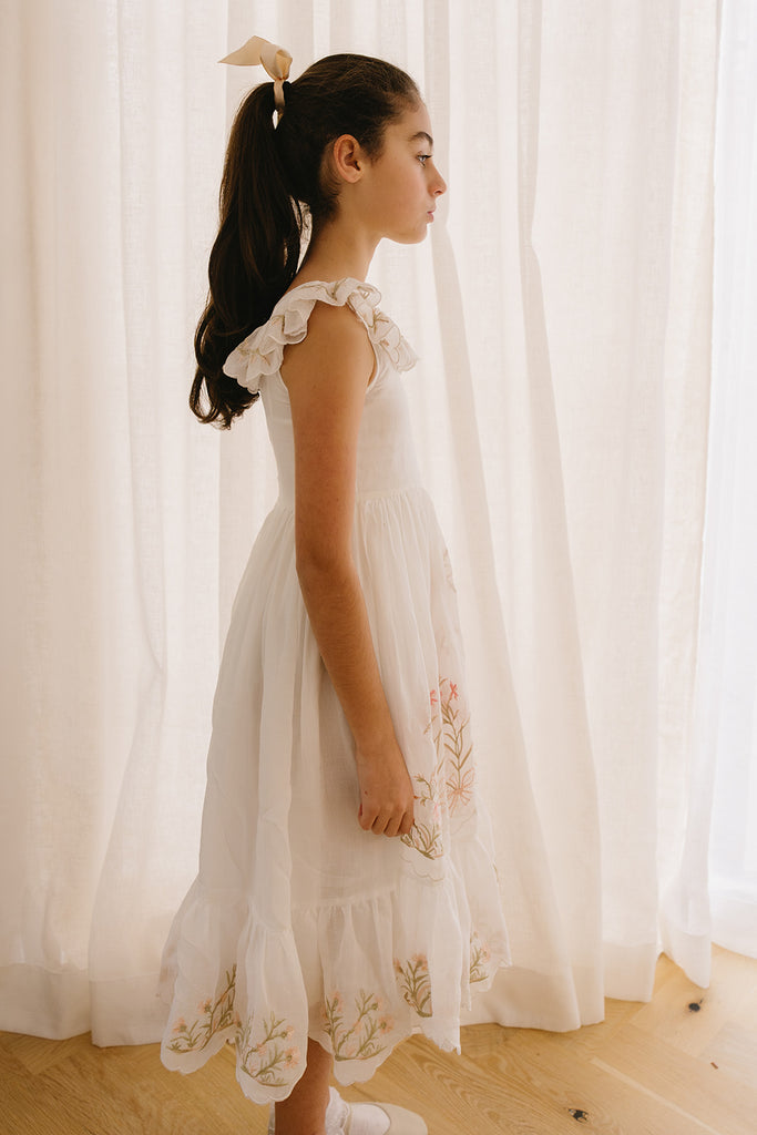 PETITE AMALIE "Soleil" Heirloom Embroidered Linen Dress