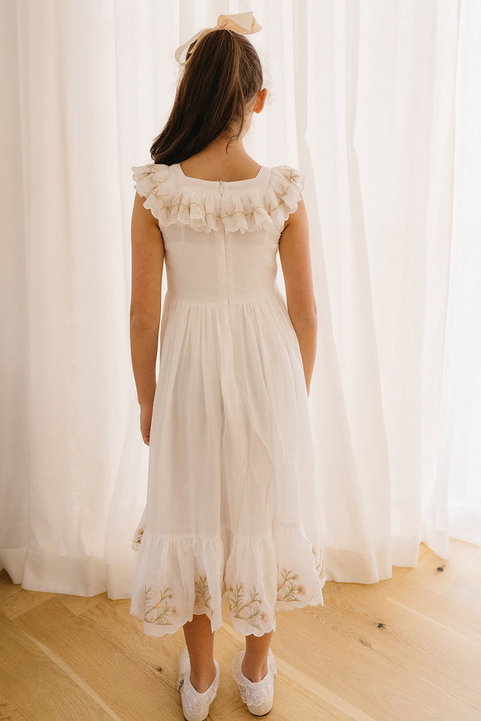 PETITE AMALIE "Soleil" Heirloom Embroidered Linen Dress