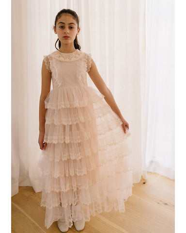 PETITE AMALIE "Wonderland"  Heirloom Smock Dress with Embroidery Detail in Pink