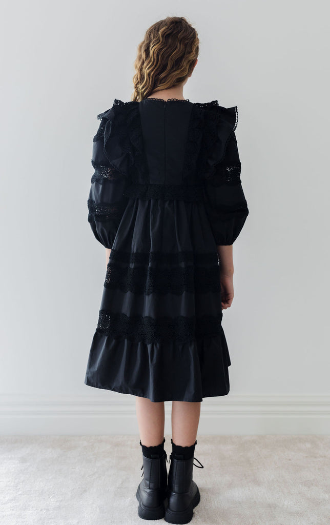 PETITE AMALIE "Fantasque"  Poplin Lace Ruffle Dress