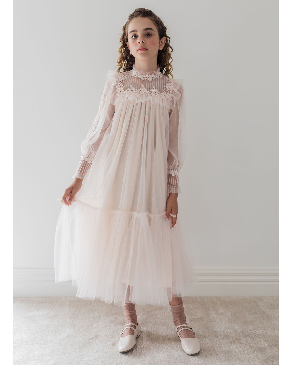 ワンピース Laubeblanc Pin-tuck Lace Mini Dress pink 1337_8.jpg?v=1752678546