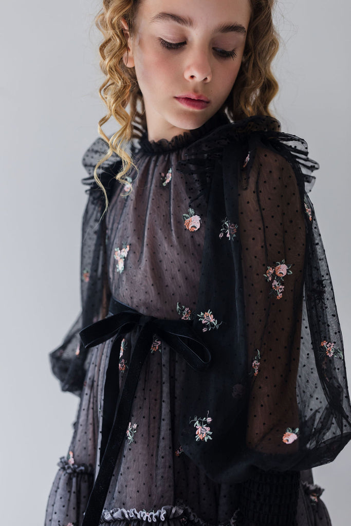 PETITE AMALIE "Fantasque"  Petite Rosebud Embroidered Dress