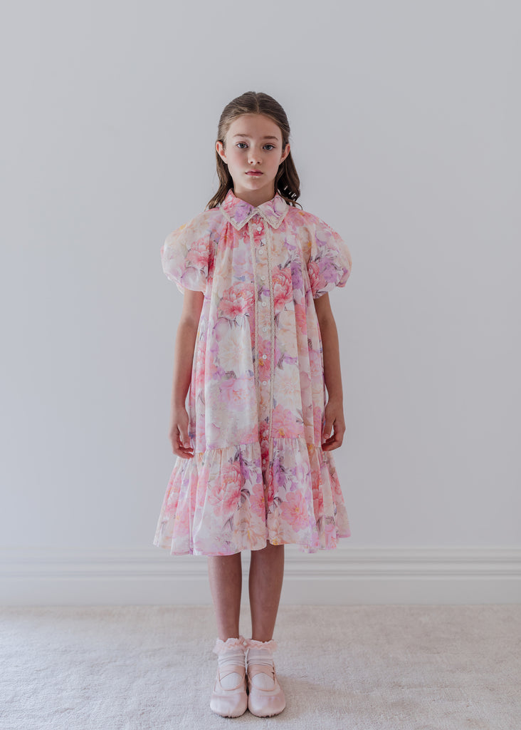 PETITE AMALIE "La Fleur" Dahlia Print Shirt Dress