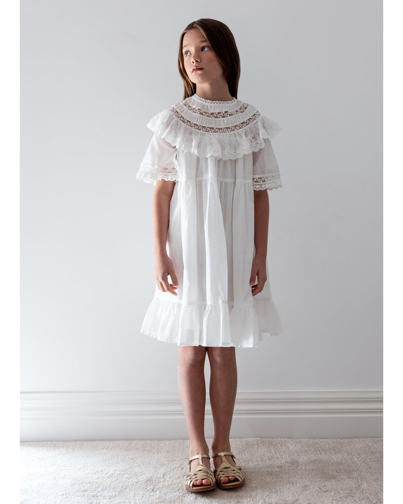 PETITE AMALIE "La Fleur" Lace Trim Collar Smock Dress