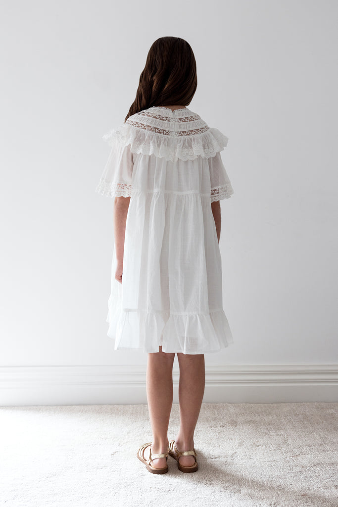 PETITE AMALIE "La Fleur" Lace Trim Collar Smock Dress