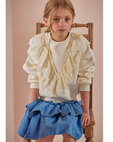 PETITE AMALIE "Wonderland"  Heirloom Smock Dress with Embroidery Detail in White