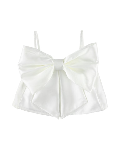 CAROLINE BOSMANS Bow Tafetta Mini Skirt in Gloss White