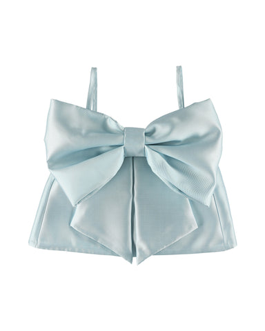 CAROLINE BOSMANS Transparent Rose Bow Cap in White