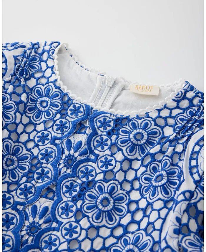 MARLO KIDS Skyla Sleeve Embroidered Mini Dress
