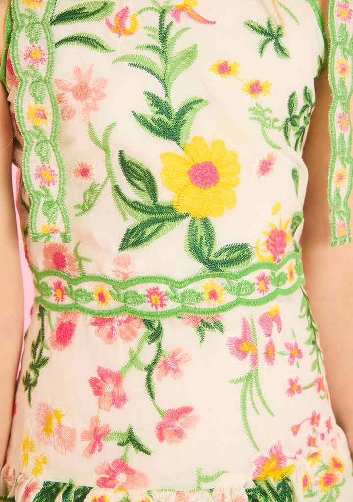 MARLO KIDS Kaylee Cotton Embroidered Mini Dress