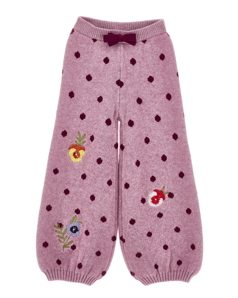 MONNALISA FALL 2026 Knit Jacquard Pansy Polka Dot Pants