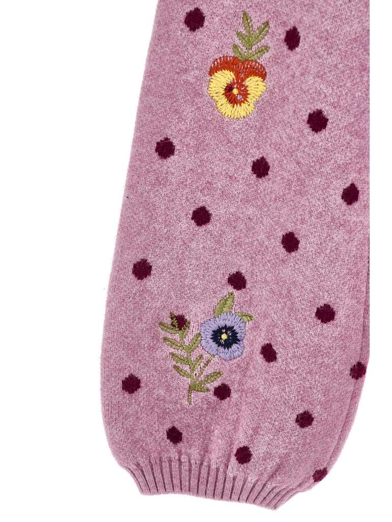 MONNALISA FALL 2026 Knit Jacquard Pansy Polka Dot Pants