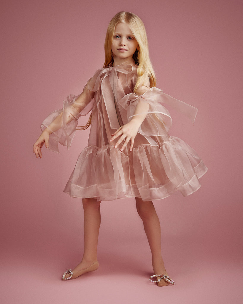 NIKOLIA "Diamond Dice" STARDUST Tulle Dress in Pink Tulle with Pink