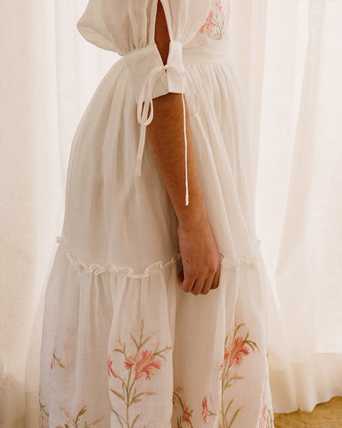 PETITE AMALIE "Soleil" Organza Ruffle Sleeve Lace Dress