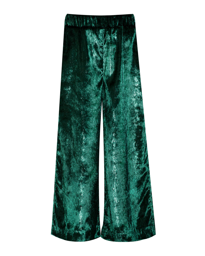 PAADE MODE "ALPENGLOW" Velvet Trouser Pants in Crinkle Green