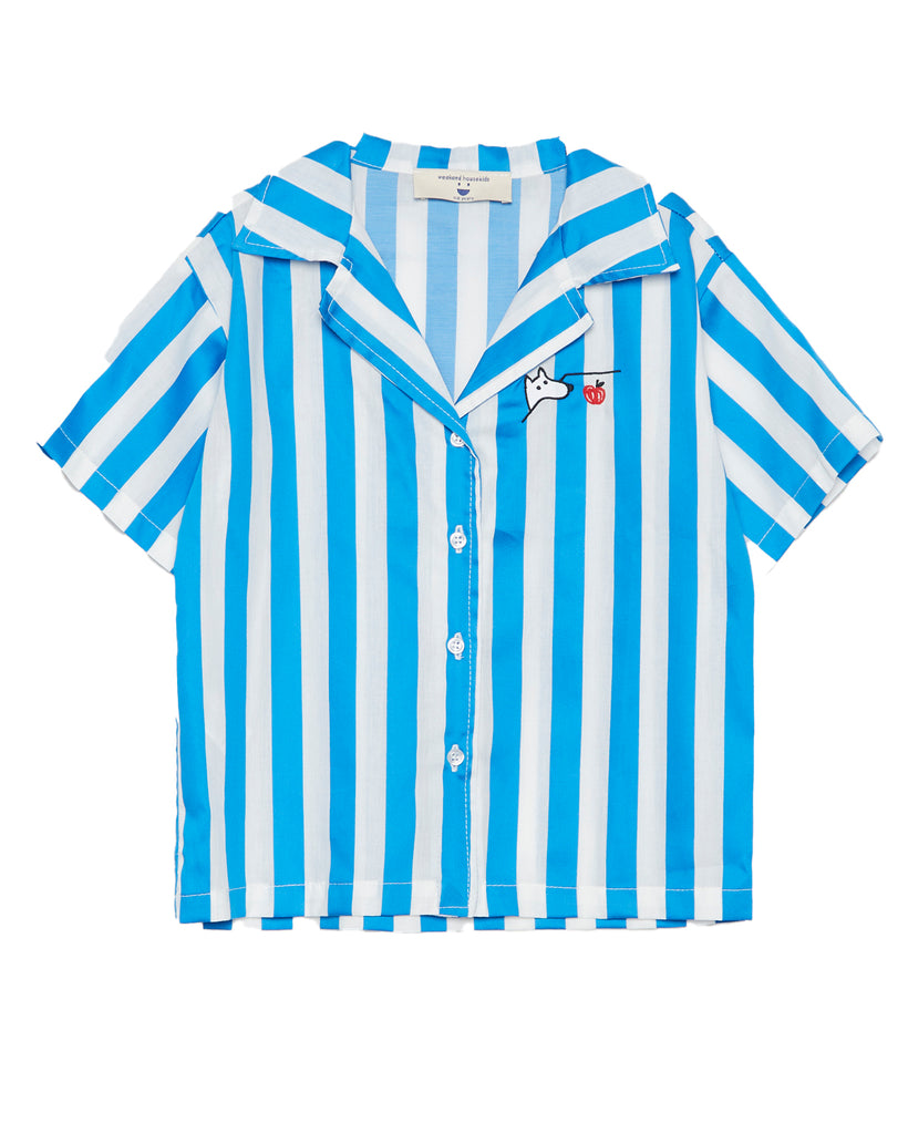 WEEKEND HOUSE KIDS "Things I Like" BLUE STRIPES BUTTONED SHIRT