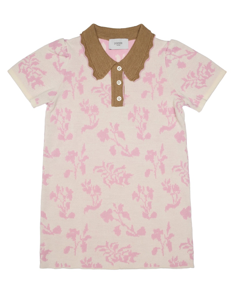 PAADE MODE "THE STARBOUND" Rose Merino Wool Polo Dress,