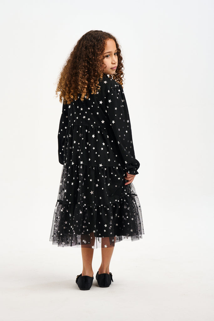 NICOLE MILLER GIRLS Grey Star Printed Dress