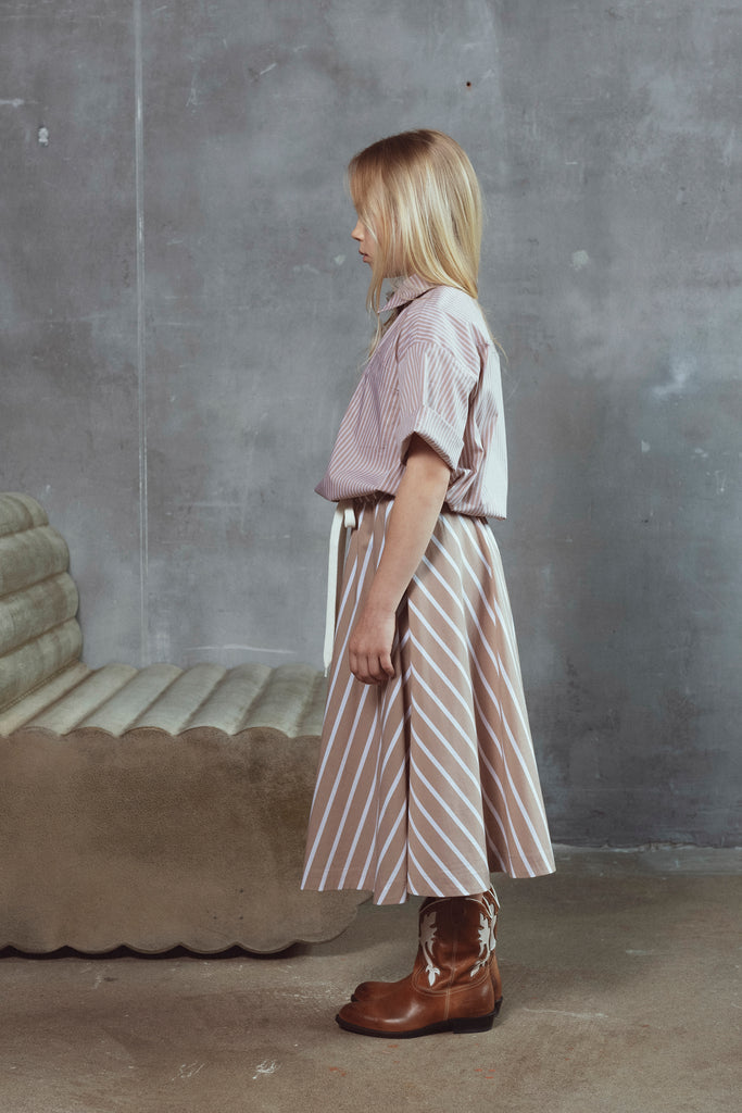 UNLABEL SS26 Luna Skirt in Cacao Stripes
