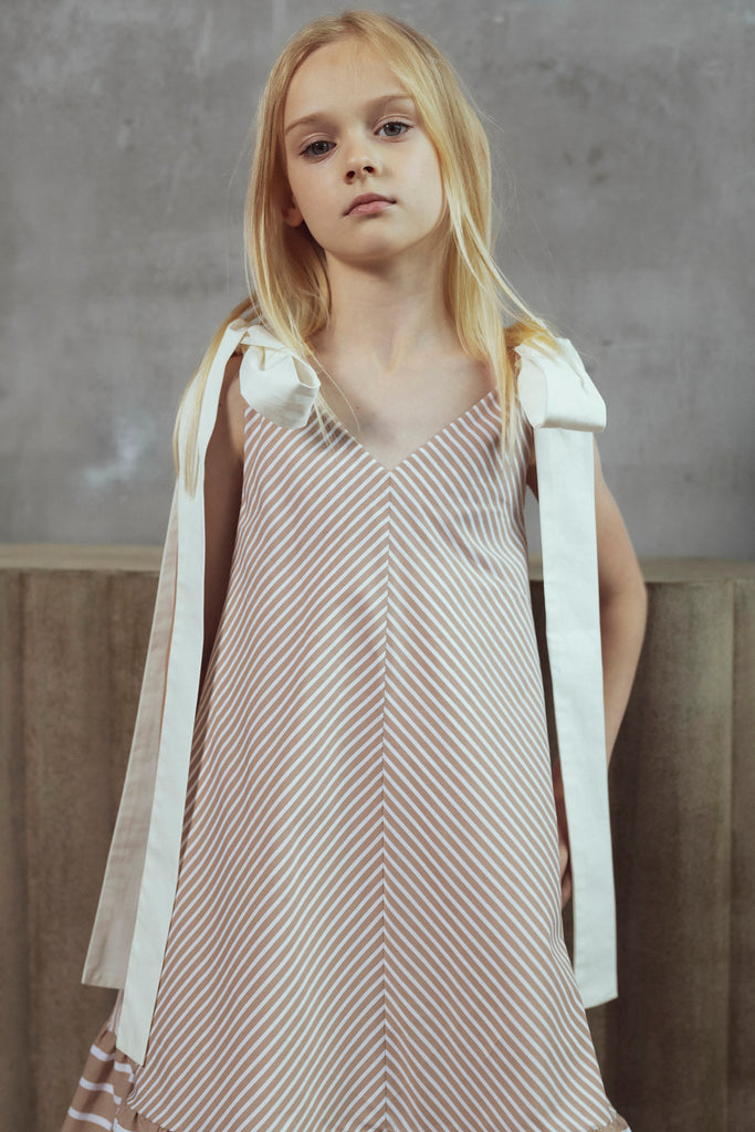 UNLABEL SS26 Belle Dress in Cacao Stripes