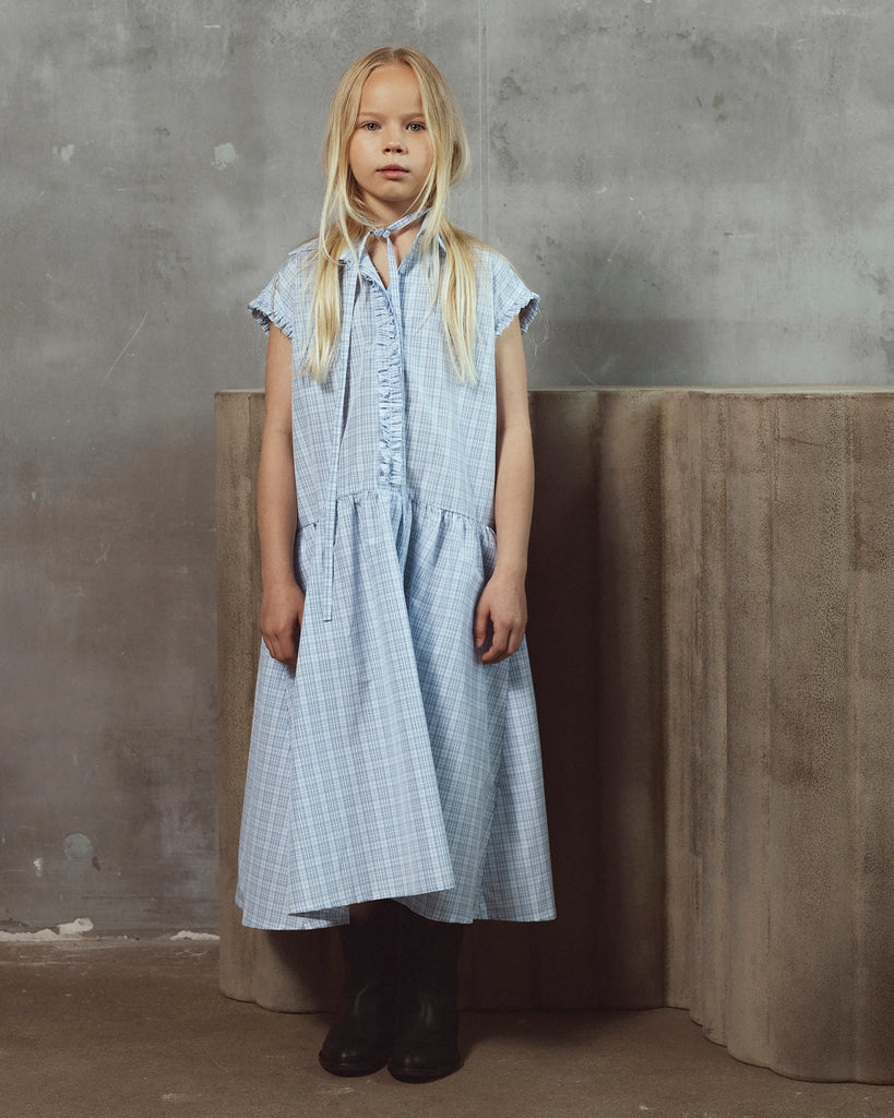 UNLABEL SS26 Ada Dress in Baby Blue Checks