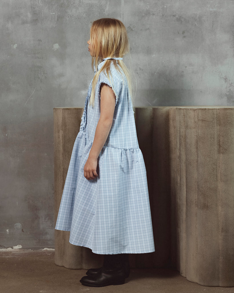 UNLABEL SS26 Ada Dress in Baby Blue Checks