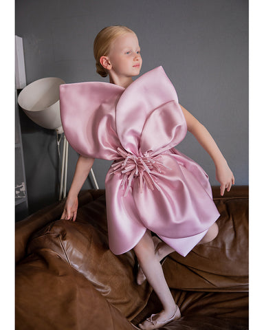 CAROLINE BOSMANS Eyelash Peter Pan Collar Pink Dress