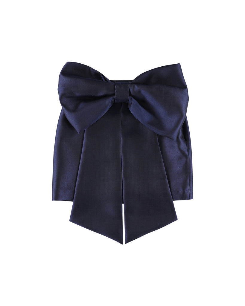 CAROLINE BOSMANS Bow Tafetta Mini Skirt in Dark Blue