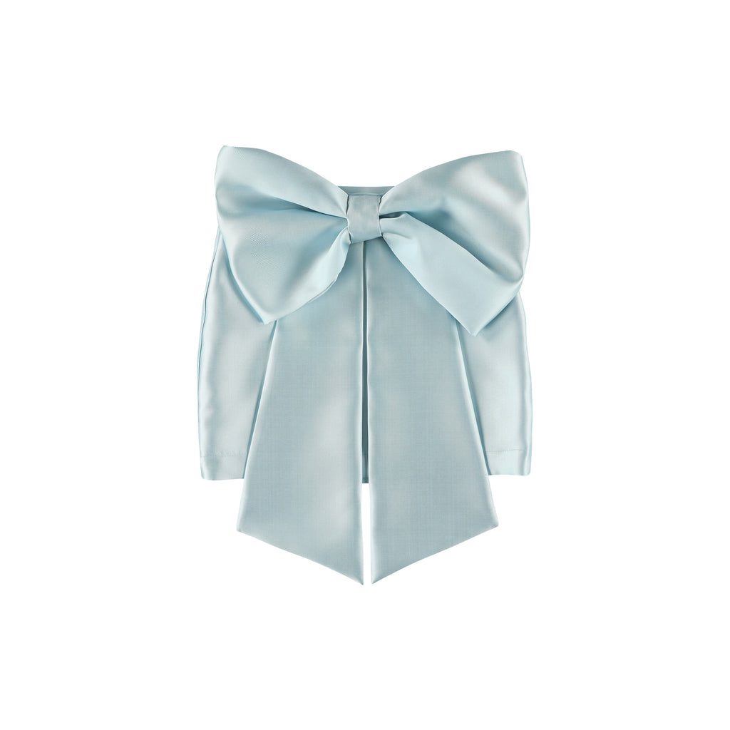 CAROLINE BOSMANS Bow Tafetta Mini Skirt in Sky Blue